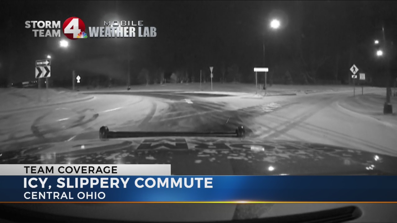 Snowfall overnight makes slippery conditions on roads