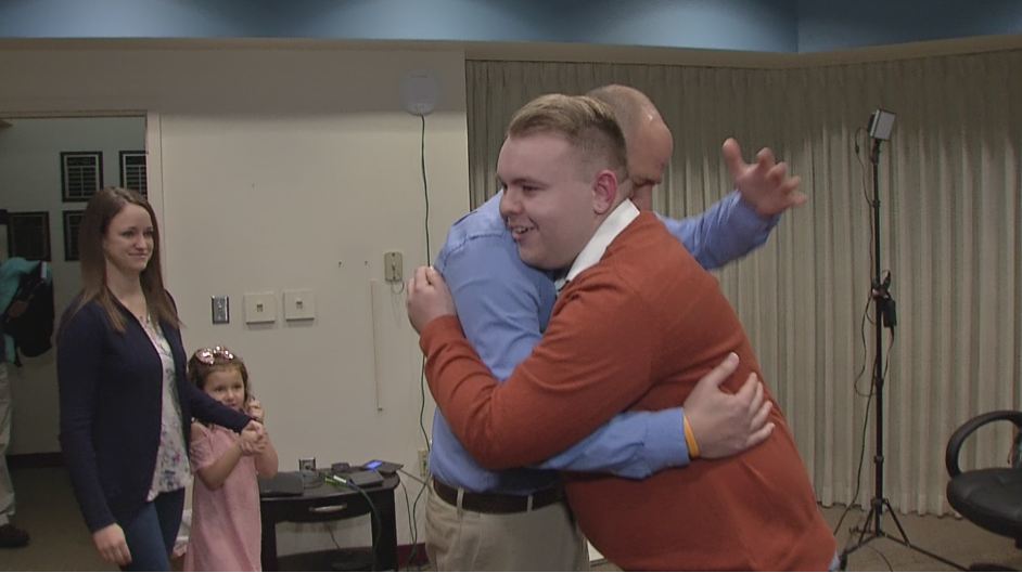 Bone marrow recipient meets donor for the first time
