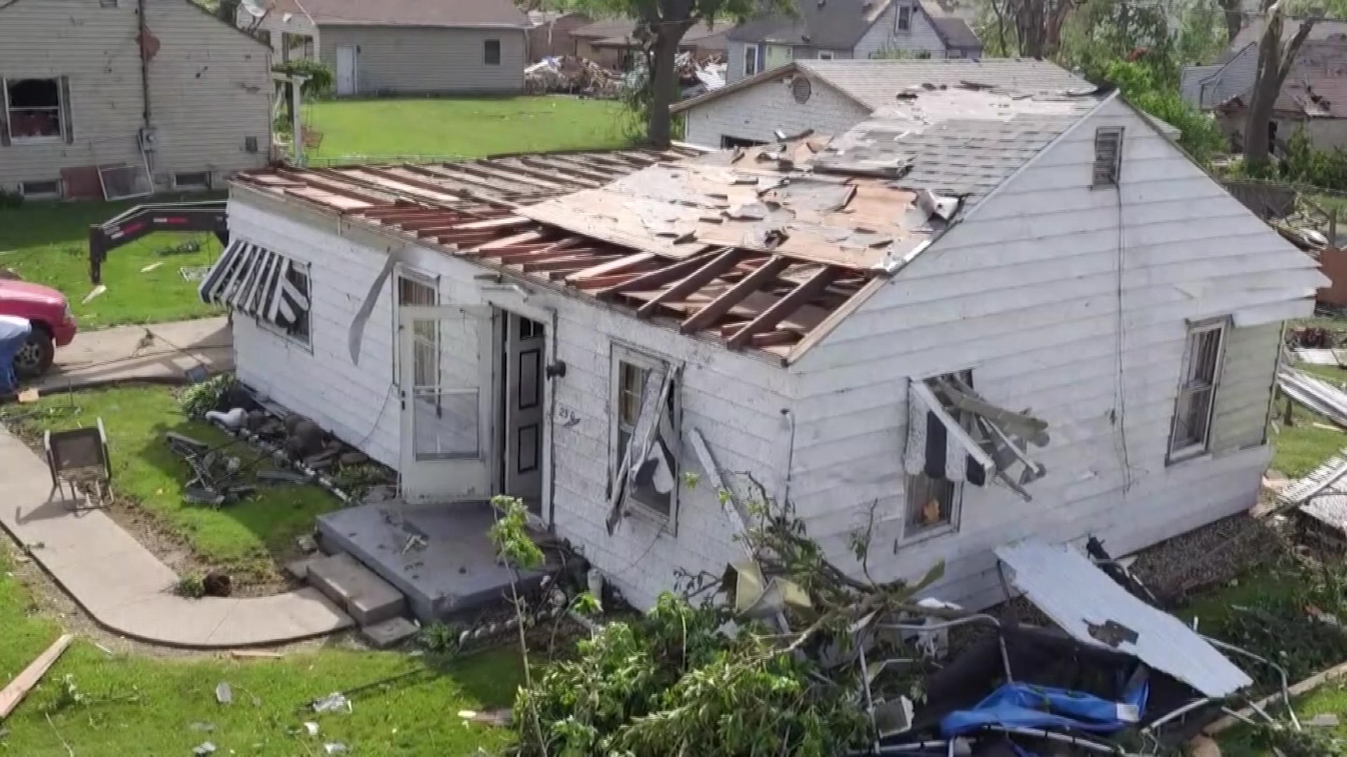 RAW: NBC4's drone surveys tornado damage in the Dayton area