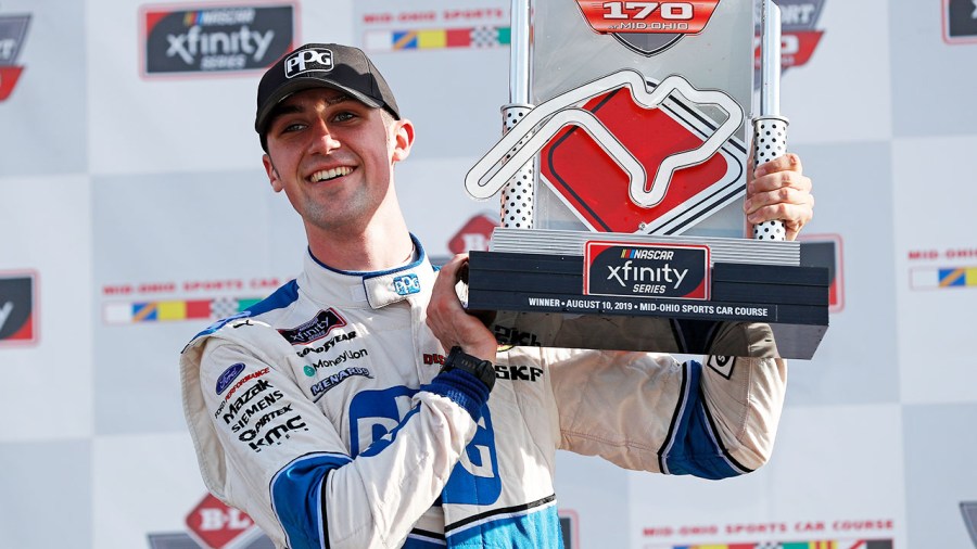 Austin Cindric Mid-Ohio trophy