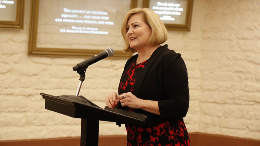 Ohio Senator Teresa Fedor speaking podium