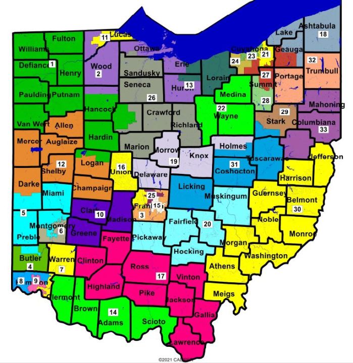 Map of Ohio Senate districts