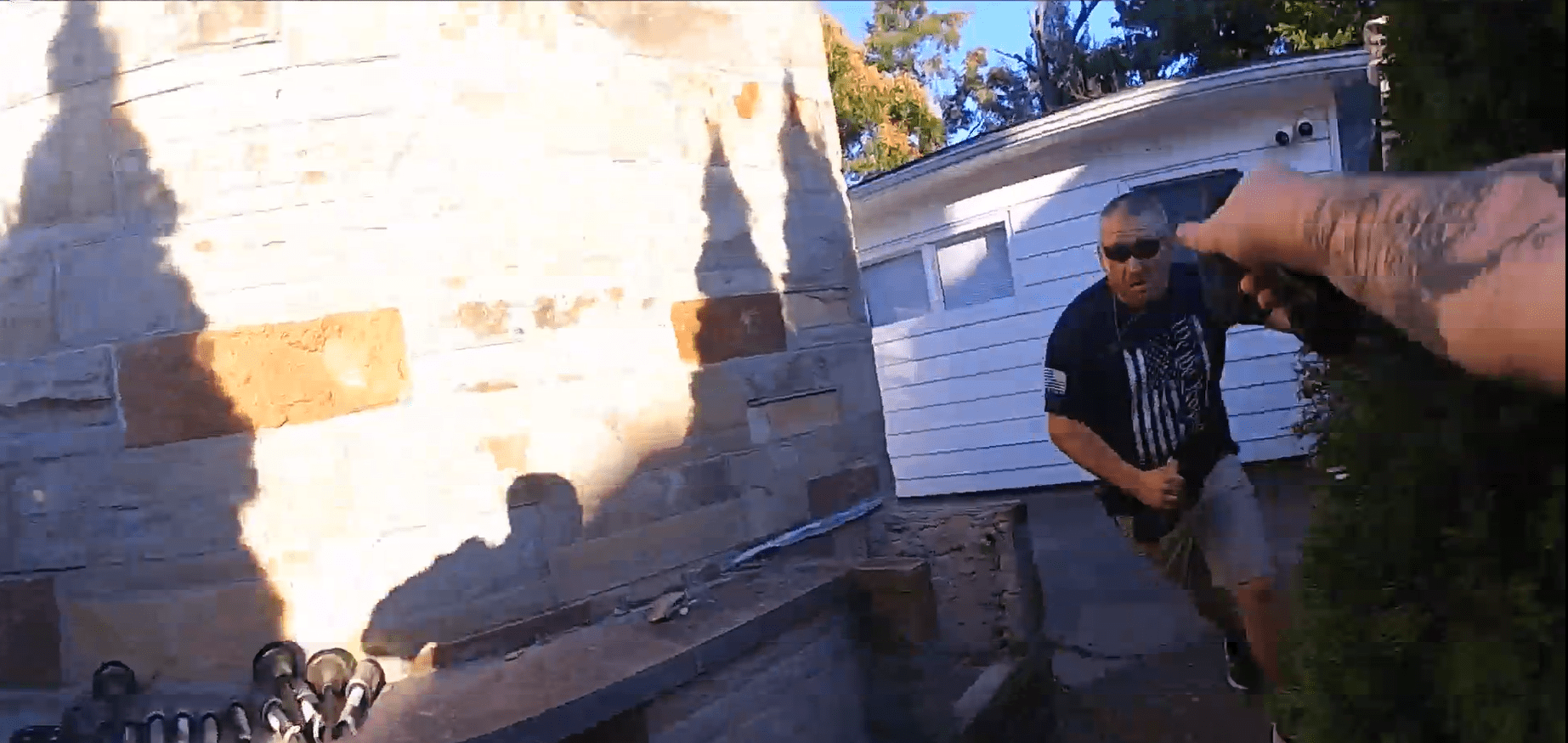 Still from Washington Court House police body camera showing an officer firing his stun gun at Tim West. West was pronounced dead after the confrontation.