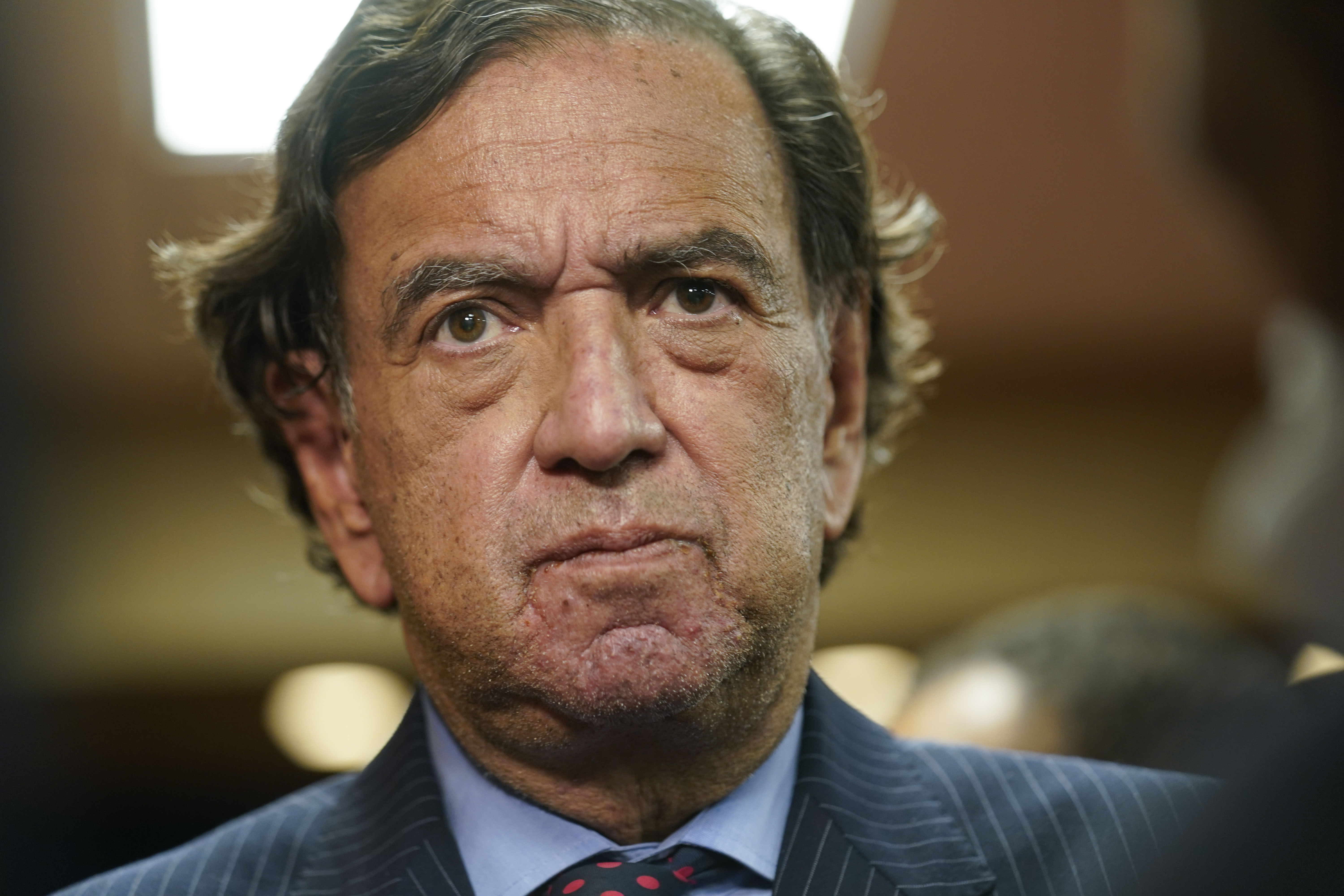 FILE - Former U.S. diplomat Bill Richardson speaks to reporters after a news conference in New York, Nov. 16, 2021. Richardson is one of the numerous people who has been getting renewed attention because of the recently released court documents related to financier Jeffrey Epstein. Many of those people have never been accused of any wrongdoing, but have nonetheless become the subject of a whirlwind of conspiracy theories. (AP Photo/Seth Wenig, File)