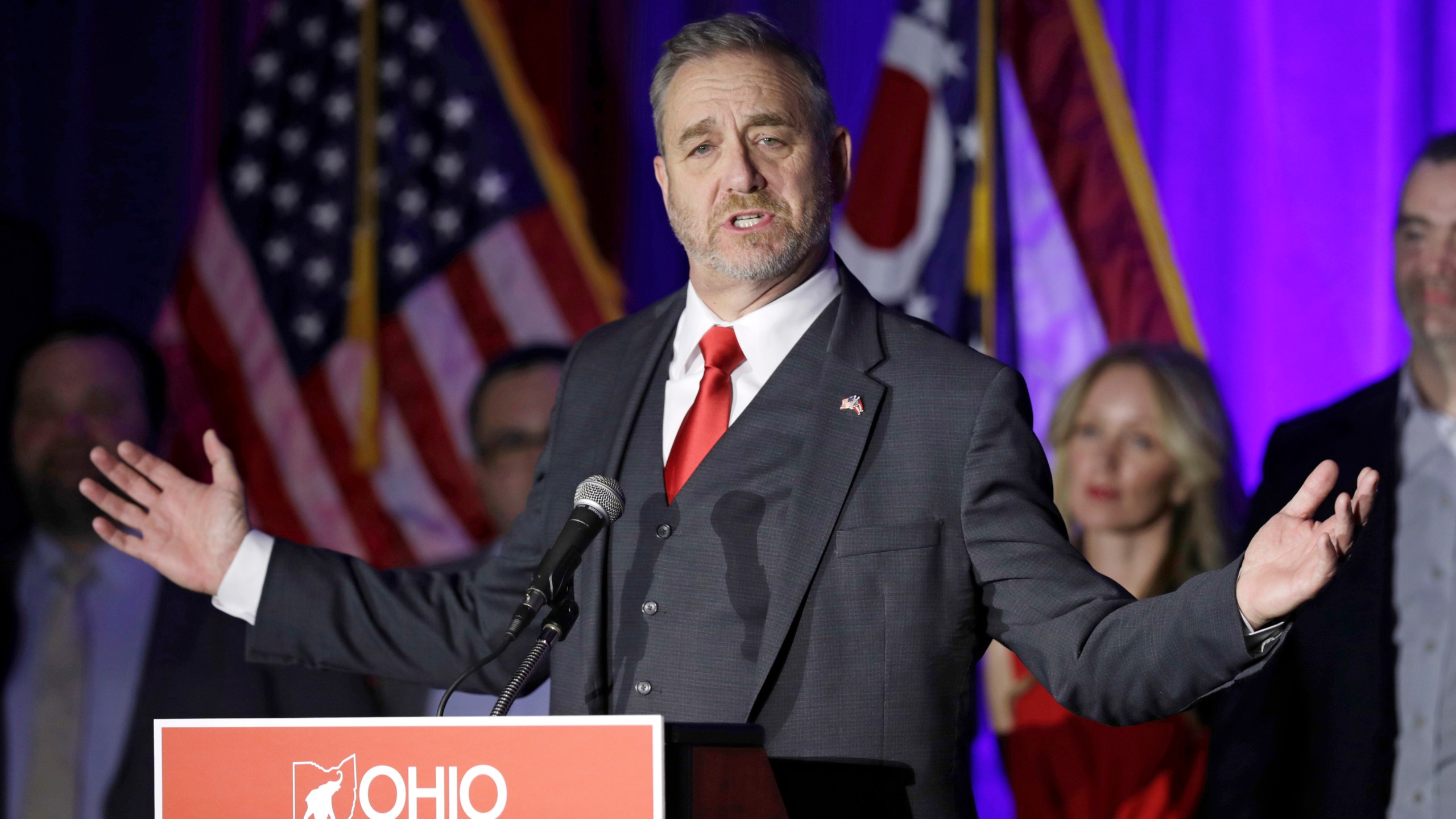 FILE - Ohio Attorney General Dave Yost speaks at an Ohio Republican Party event, Nov. 6, 2018, in Columbus, Ohio. Yost, Ohio's top law enforcer, has scheduled a news conference Tuesday, Jan. 30, 2024, to discuss “next steps to kickstart” the state's stalled capital punishment system, after expressing support for the nitrogen gas method used for the first time in Alabama last week. (AP Photo/Tony Dejak, File)