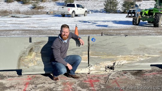 Archie Scott III, founder and CEO of Columbus startup Asynt Solutions, after a test of the company's composite traffic barrier. | Courtesy Asynt Solutions
