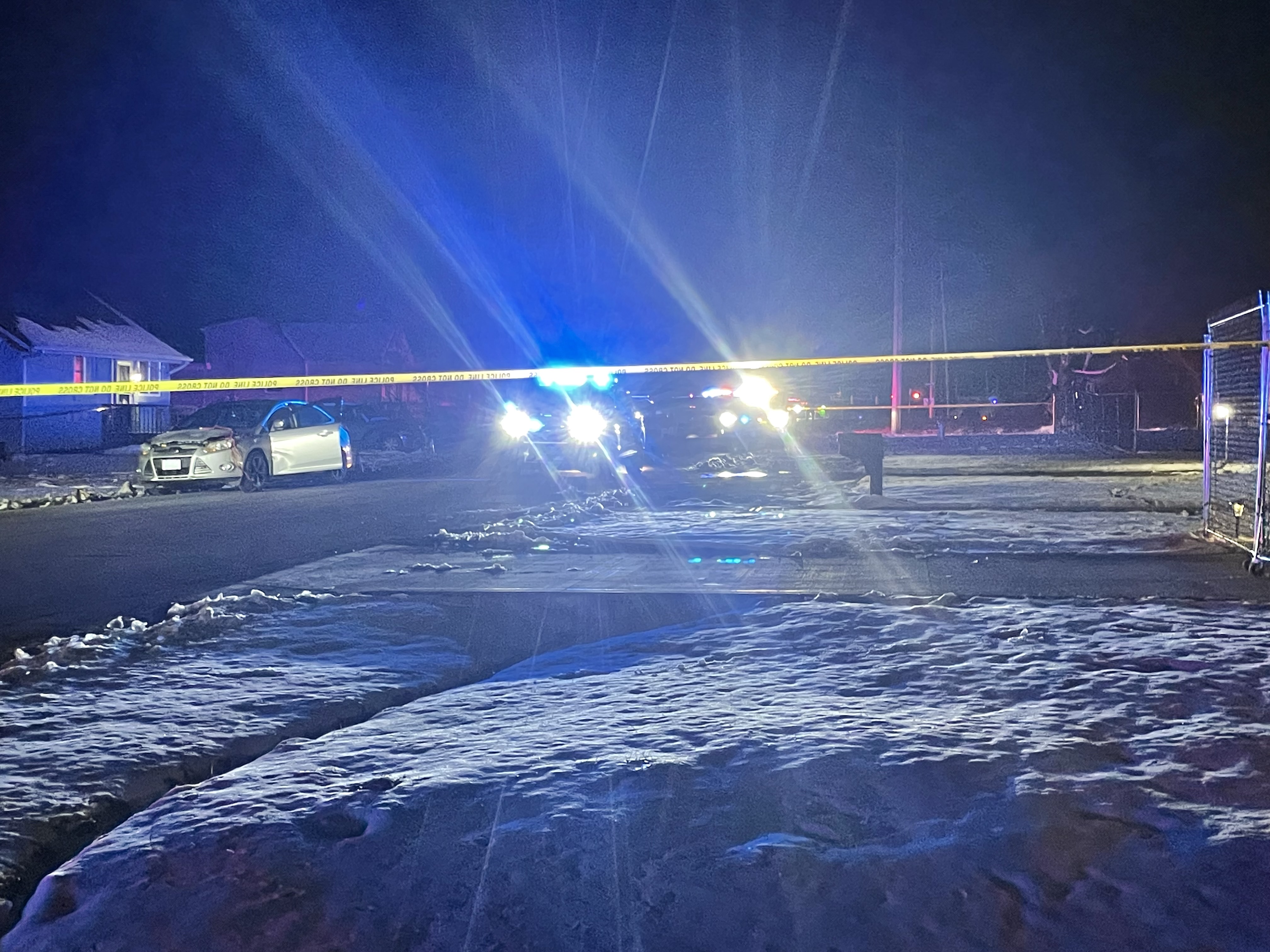 Scene on the 2900 block of Perdue Avenue in Mifflin Township where a Mifflin Township police officer was injured by a suspect on Feb. 18, 2024. (NBC4)
