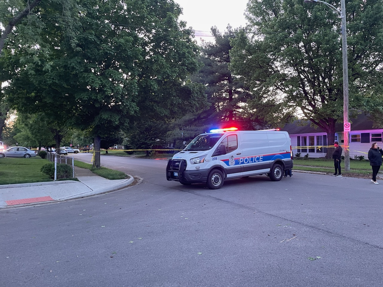 Scene of a double-fatal shooting on the 4700 block of McAllister Avenue on Saturday, May 11, 2024. (NBC4)