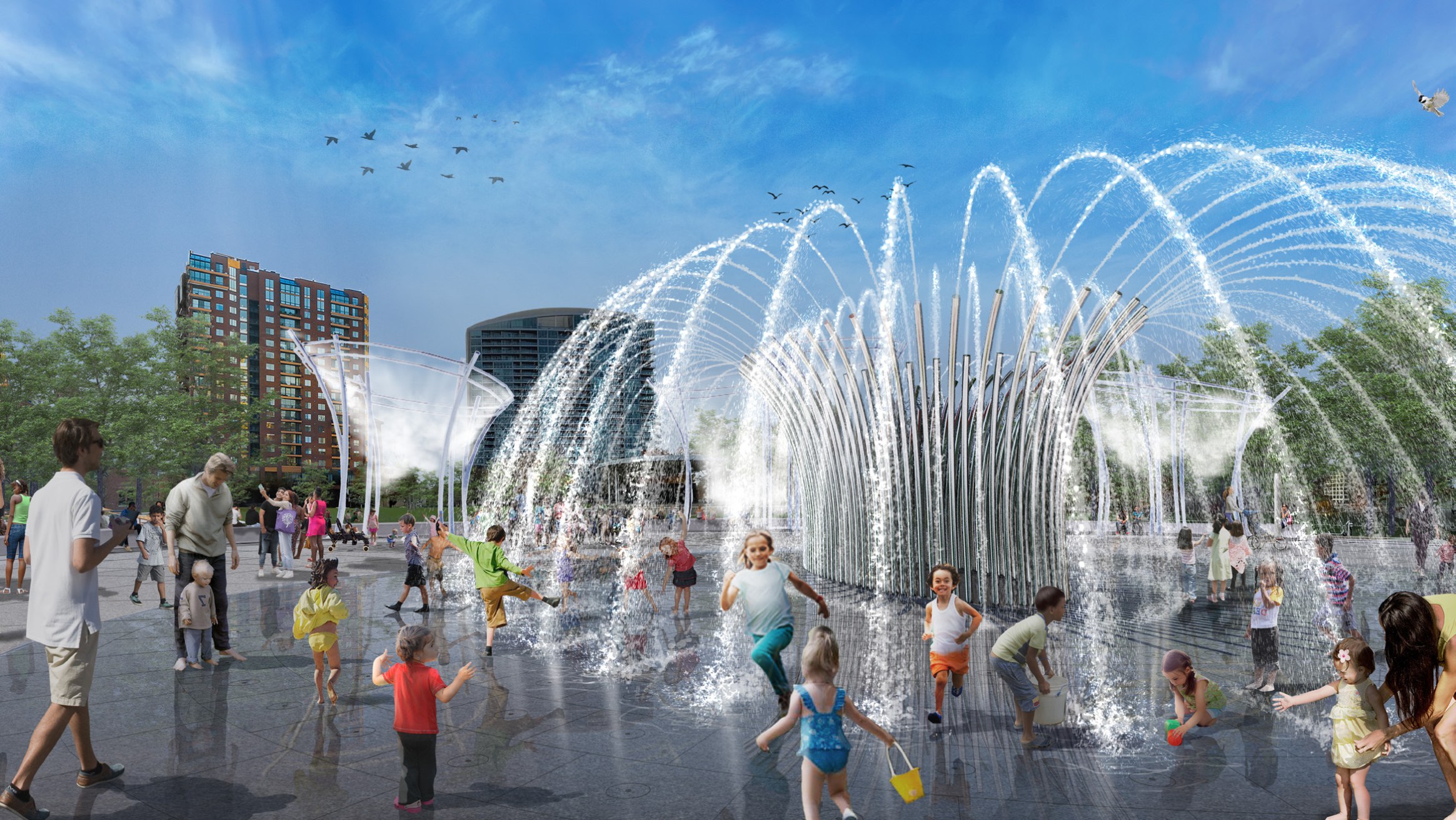 Scioto Mile Fountain - Kids Playing 2