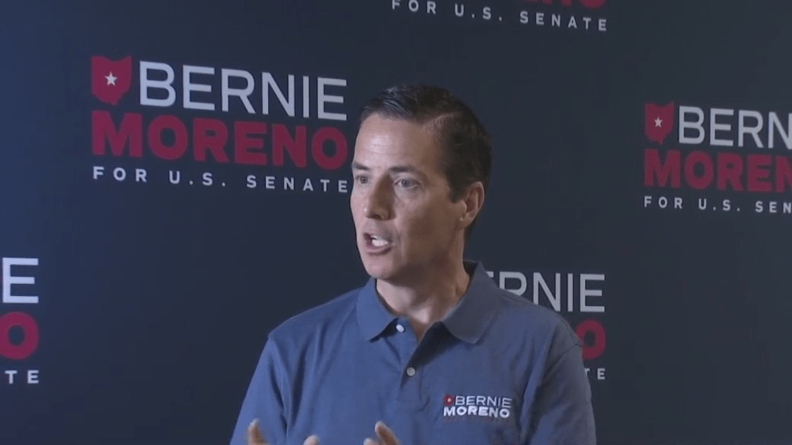 Republican U.S. Senate candidate Bernie Moreno campaigns in Chillicothe on Monday, Aug. 5, 2024.