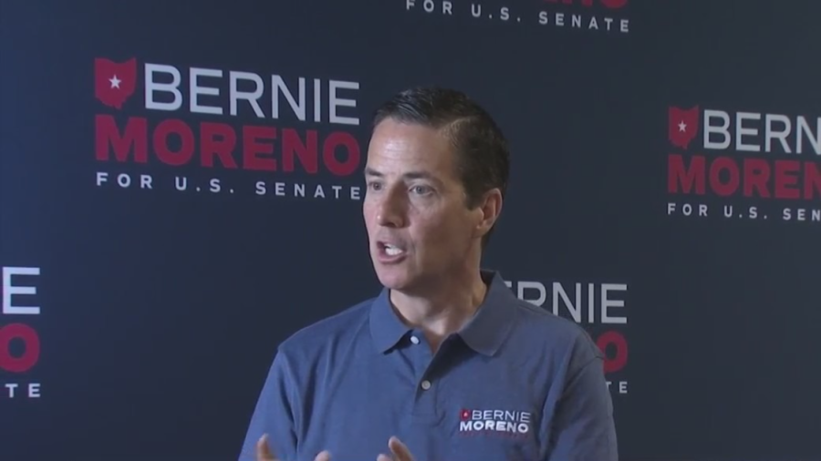 Republican U.S. Senate candidate Bernie Moreno campaigns in Chillicothe on Monday, Aug. 5, 2024.