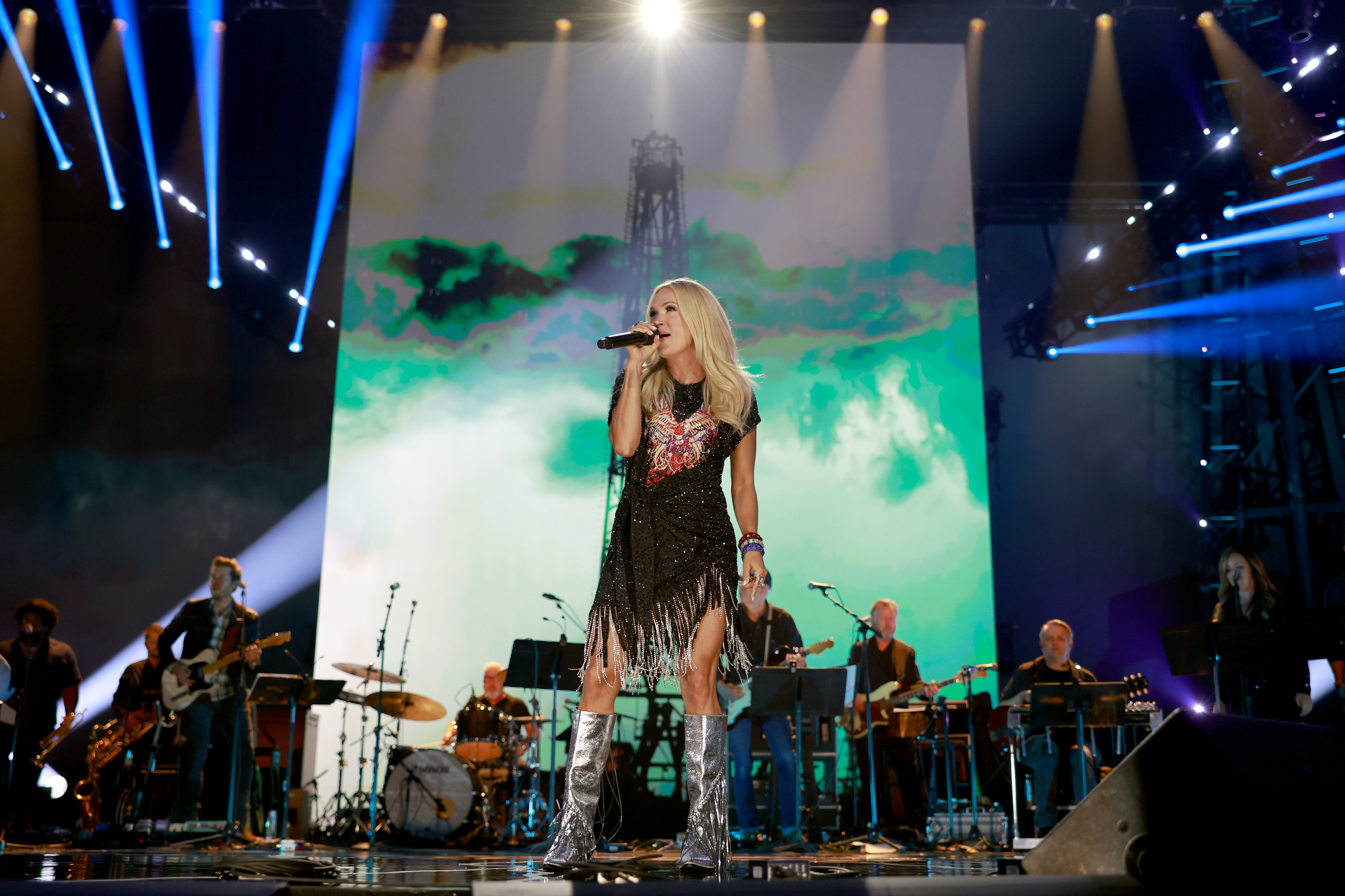 TOBY KEITH: AMERICAN ICON -- Pictured: Carrie Underwood performs onstage at Bridgestone Arena on July 29, 2024 in Nashville, Tennessee -- (Photo by: Jason Kempin/Getty Images for Universal Music Group)