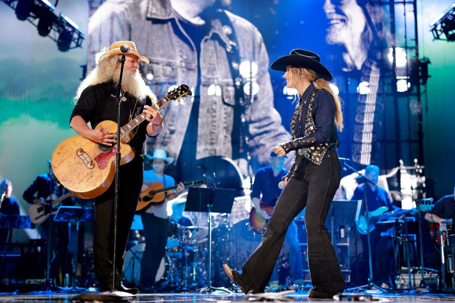 TOBY KEITH: AMERICAN ICON -- Pictured: (l-r) Jamey Johnson and Lainey Wilson perform onstage at Bridgestone Arena on July 29, 2024 in Nashville, Tennessee -- (Photo by: Jason Kempin/Getty Images for Universal Music Group)