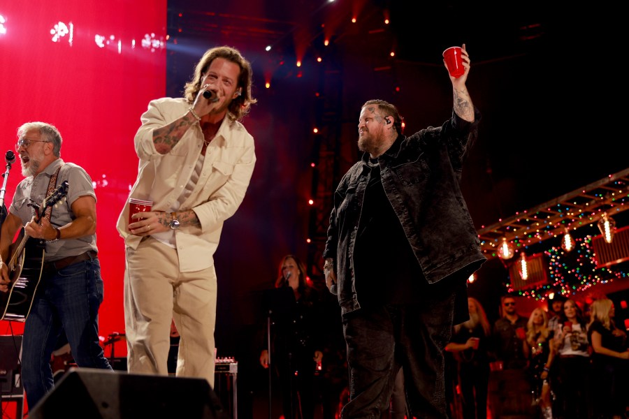 TOBY KEITH: AMERICAN ICON -- Pictured: (l-r) Tyler Hubbard and Jelly Roll performs onstage at Bridgestone Arena on July 29, 2024 in Nashville, Tennessee -- (Photo by Jason Kempin/Getty Images for Universal Music Group)