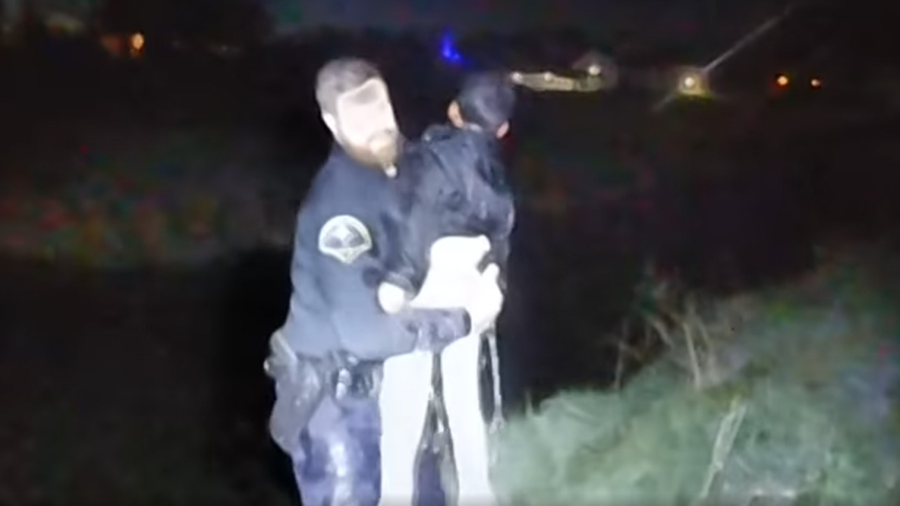 London, Ohio, police officer rescues a boy from a creek (London police)