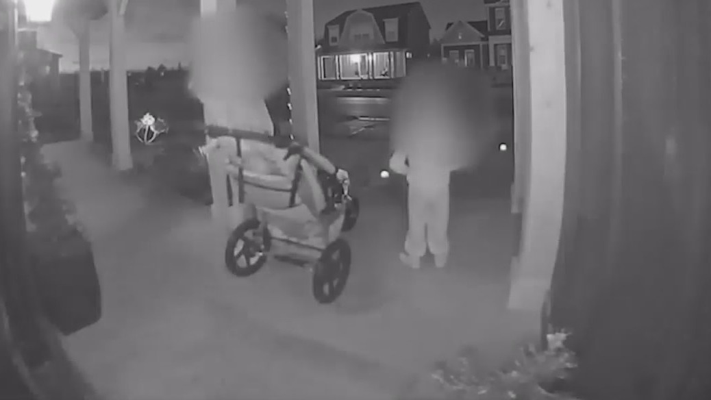 Screen grab from a video posted by a Lewis Center family that shows a Black man being asked about his residence at his own home.