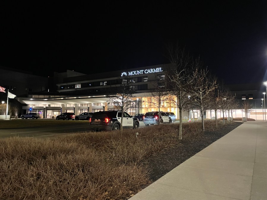Multiple police vehicles outside a local hospital after a shooting at a New Albany manufacturer on Tuesday, Feb. 4, 2025. (NBC4)