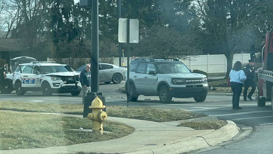 A Columbus Police vehicle was involved in a crash Monday, Feb. 3, in Grove City (NBC 4)