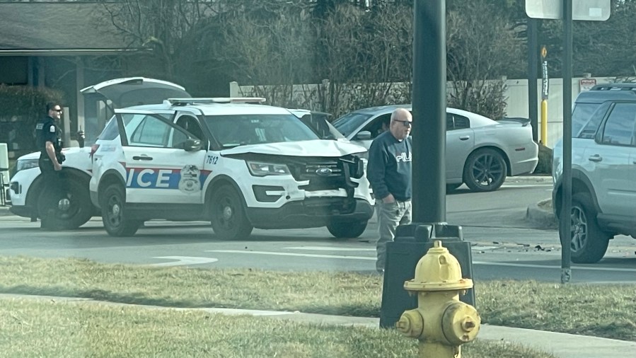 A Columbus Police vehicle was involved in a crash Monday, Feb. 3, in Grove City (NBC 4)
