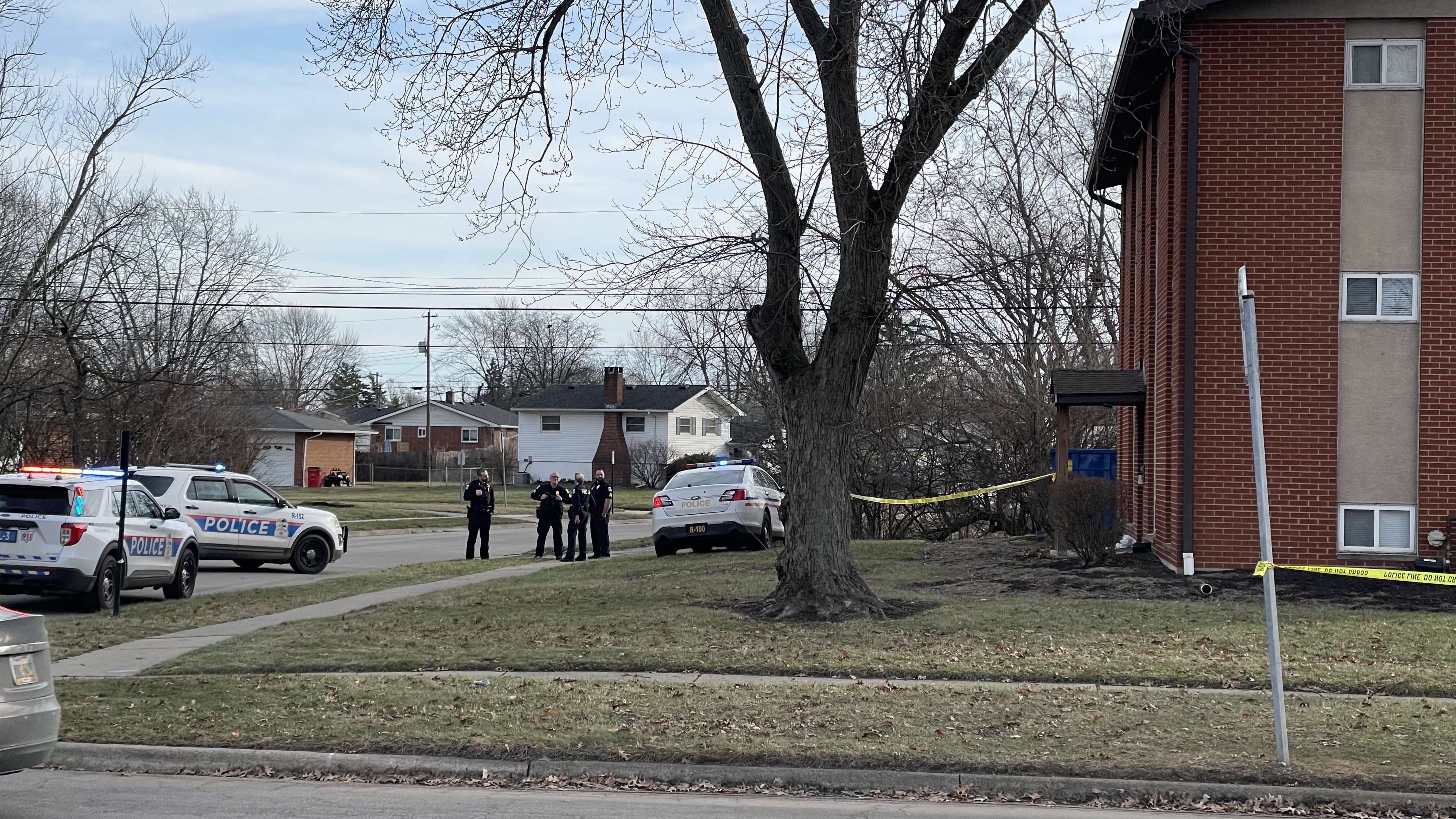 Police respond to Highland Terrace Apartments, where the teen suspect was taken into custody. (NBC 4)