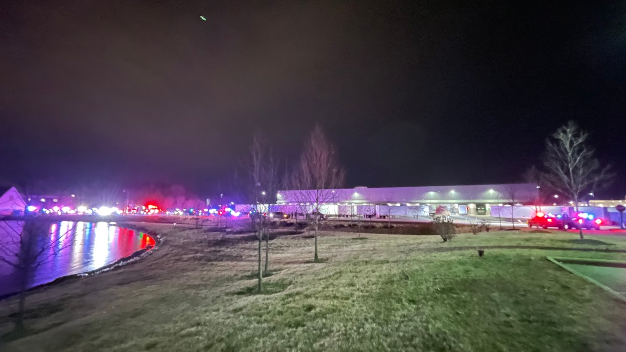 Scene of a large police presence at a New Albany manufacturer on Tuesday, Feb. 4. (NBC 4)