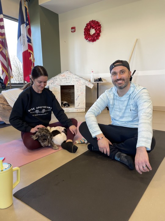 All 10 puppies found in a box in below-freezing weather in January were adopted after a 'puppy yoga' event at the Franklin County Dog Shelter on Sunday, March 2, 2025. (PHOTO COURTESY FRANKLIN COUNTY DOG SHELTER)
