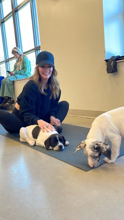 All 10 puppies found in a box in below-freezing weather in January were adopted after a 'puppy yoga' event at the Franklin County Dog Shelter on Sunday, March 2, 2025. (PHOTO COURTESY FRANKLIN COUNTY DOG SHELTER)