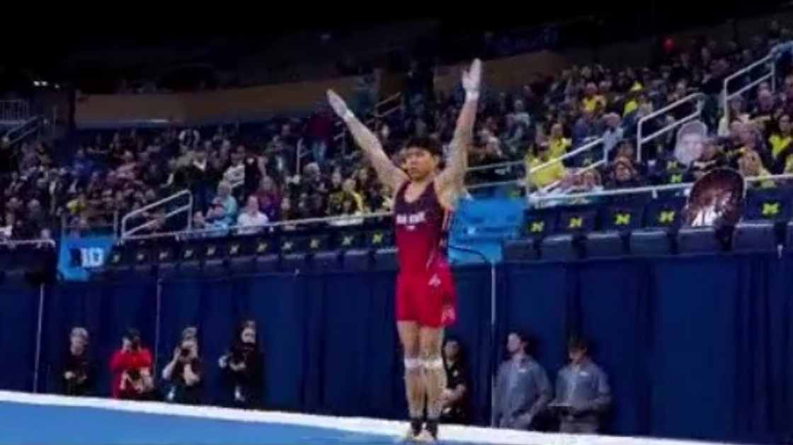 Ohio State University junior gymnast Jesse Pakele