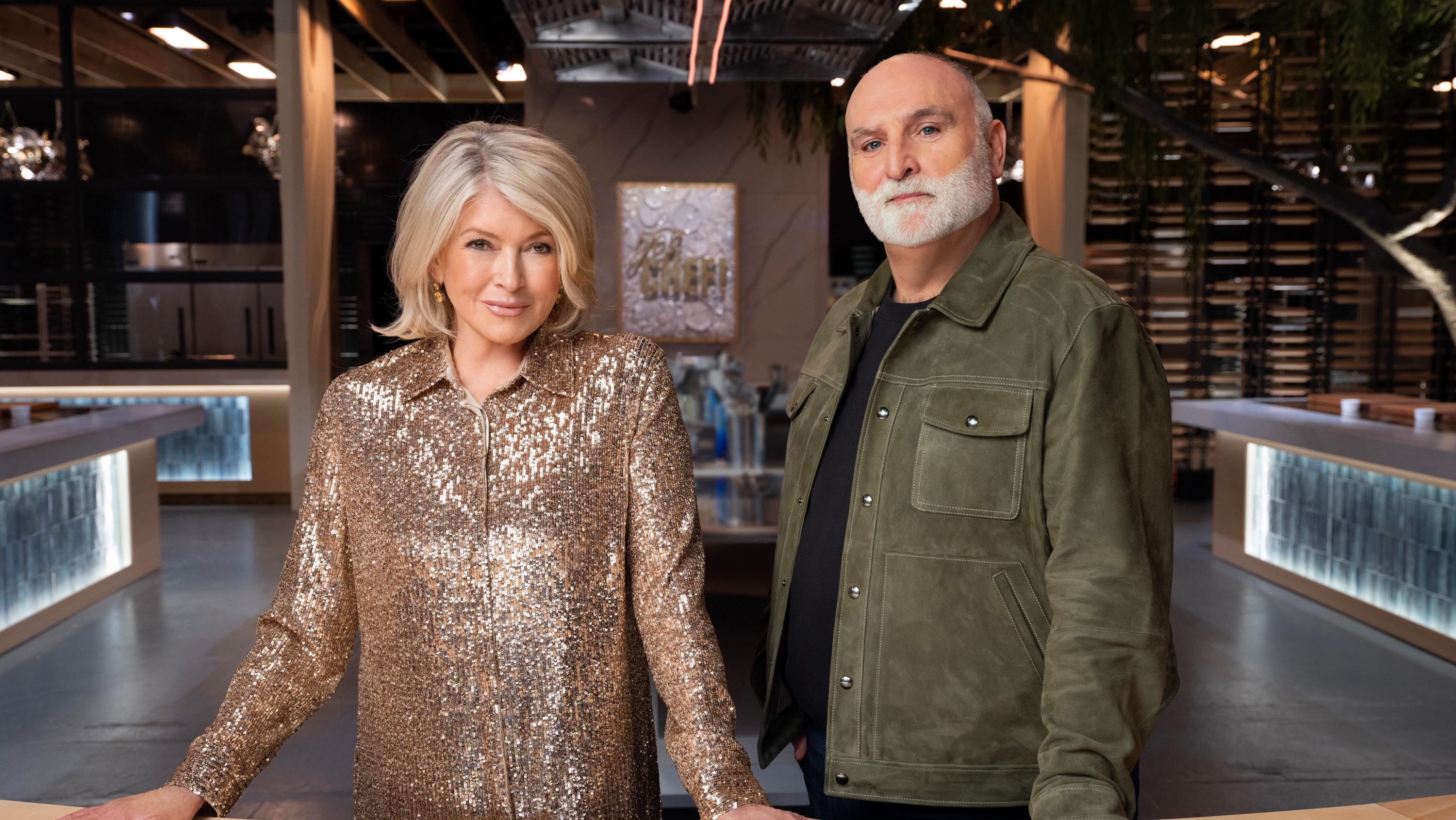 YES, CHEF -- Season 1 -- Pictured: (l-r) Martha Stewart, José Andrés -- (Photo by: Brendan Meadows/NBC)