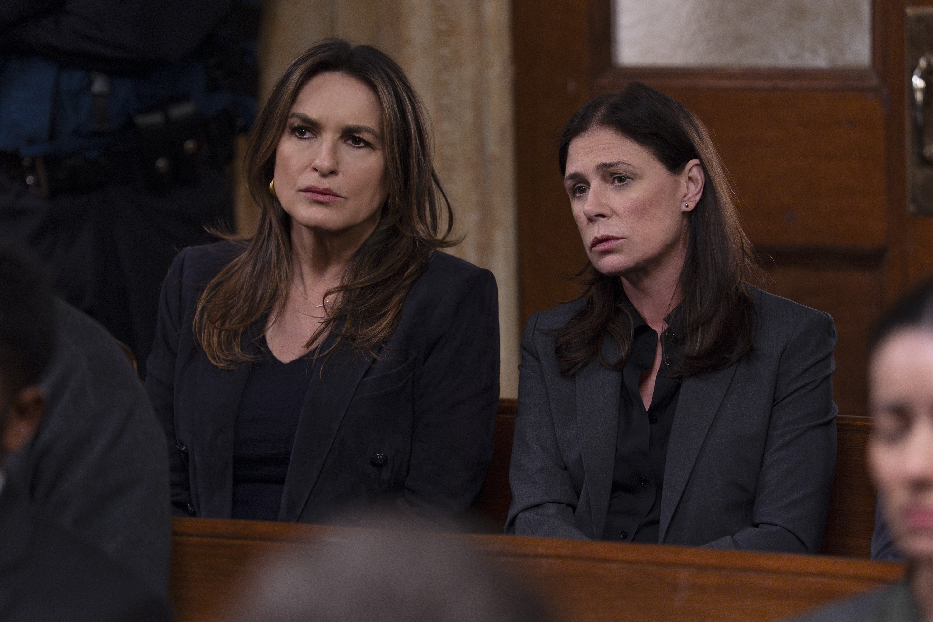 LAW & ORDER: SPECIAL VICTIMS UNIT -- "Play with Fire Pt. 2" Episode 26020 -- Pictured: (l-r) Mariska Hargitay as Capt. Olivia Benson, Maura Tierney as Lieutenant Jessica Brady -- (Photo by: Peter Kramer/NBC)