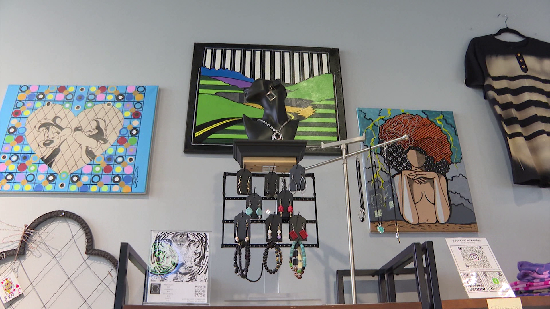 Art on one of the walls in the Franklinton Market in Columbus. (NBC4)