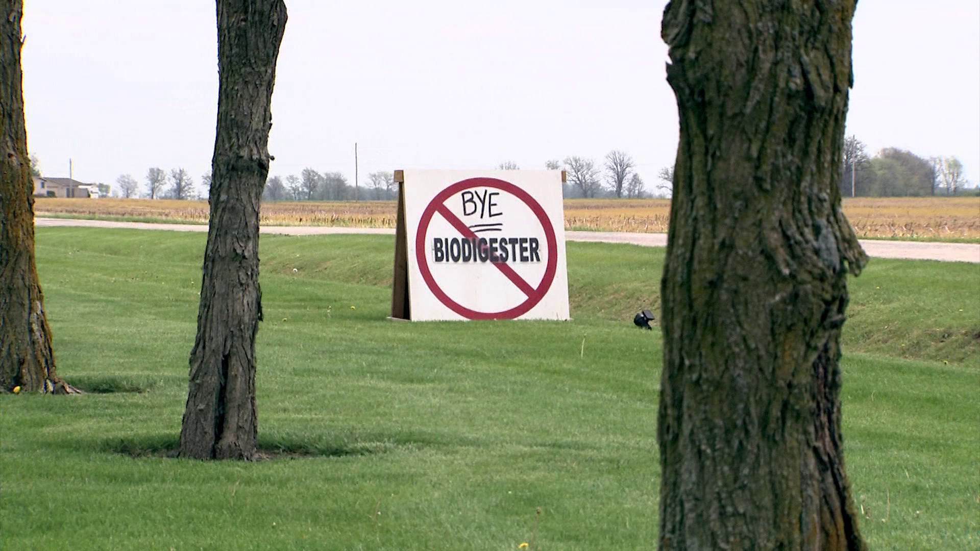 An anti-biodigester sign in West Jefferson, Madison County. (NBC4)