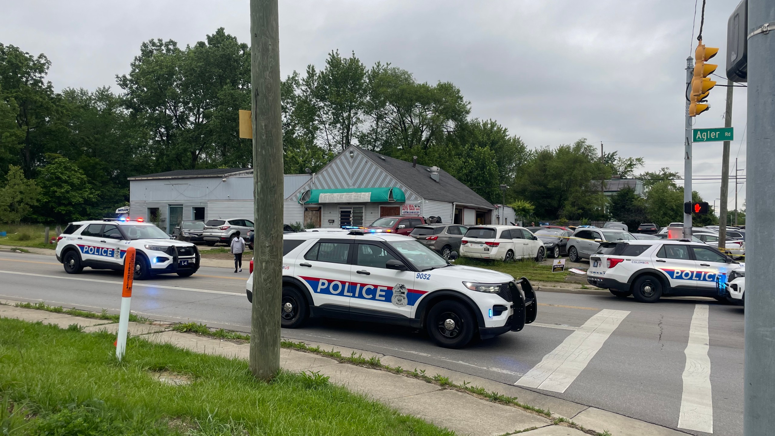 Police presence at Perdue Avenue and Agler Road following the report of two Mifflin Township police officers being shot Wednesday, May 28, 2025. (NBC4)