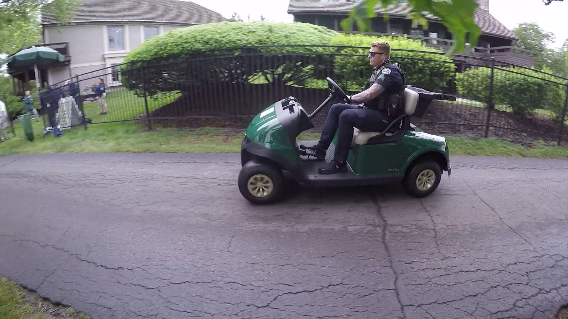 Dublin police patrol Muirfield golf course during The Memorial Tournament on May 28, 2025. (NBC4)