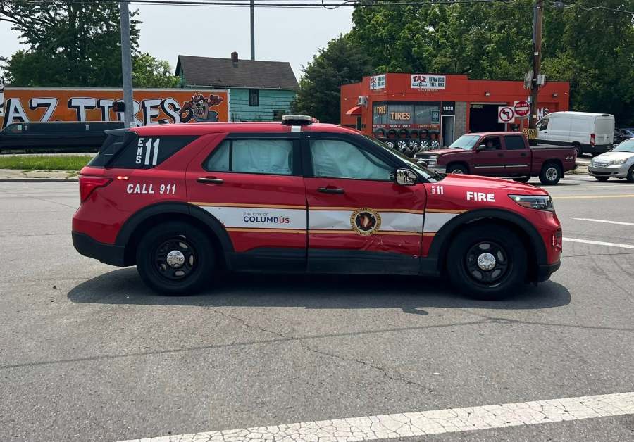 A Columbus Fire EMS Coordinator vehicle was involved in a crash in Franklin Township on Sunday, June 1, 2025. (PHOTO COURTESY FRANKLIN TOWNSHIP POLICE DEPARTMENT)
