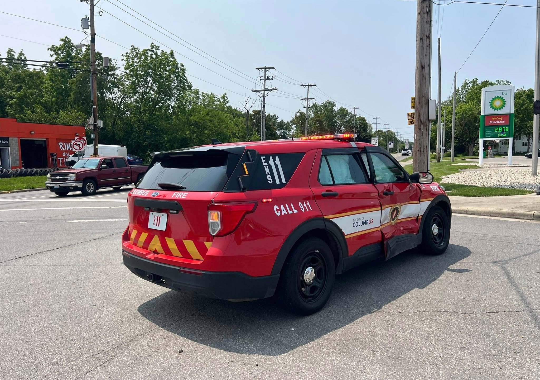 A Columbus Fire EMS Coordinator vehicle was involved in a crash in Franklin Township on Sunday, June 1, 2025. (PHOTO COURTESY FRANKLIN TOWNSHIP POLICE DEPARTMENT)