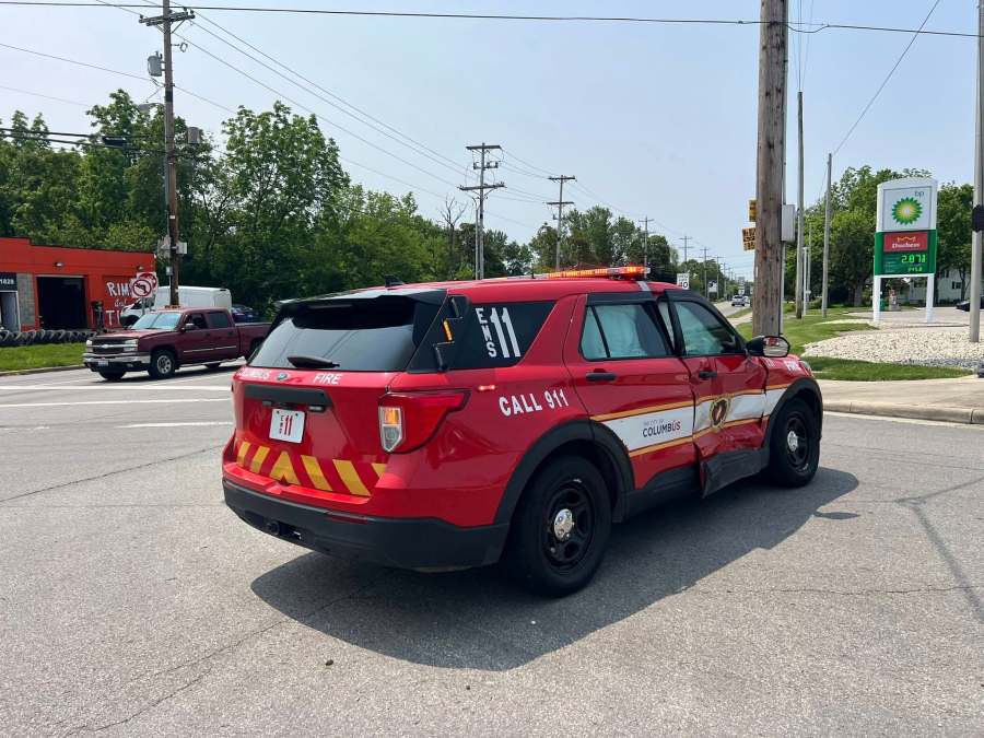 A Columbus Fire EMS Coordinator vehicle was involved in a crash in Franklin Township on Sunday, June 1, 2025. (PHOTO COURTESY FRANKLIN TOWNSHIP POLICE DEPARTMENT)