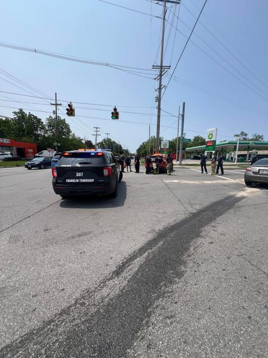 A Columbus Fire EMS Coordinator vehicle was involved in a crash in Franklin Township on Sunday, June 1, 2025. (PHOTO COURTESY FRANKLIN TOWNSHIP POLICE DEPARTMENT)