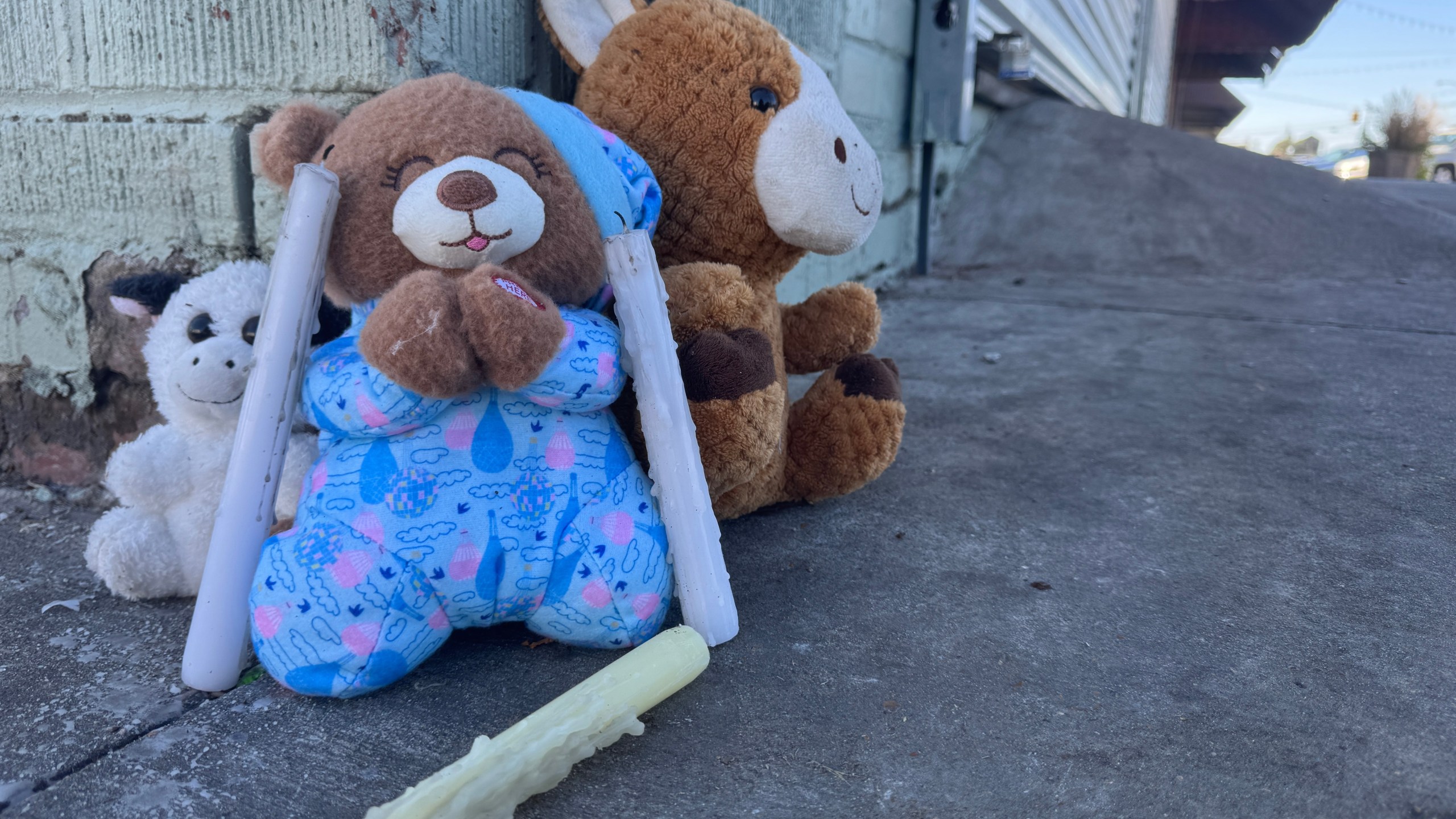 A small memorial sat near the site of the Leland, Miss., mass shooting on Thursday, Oct. 16, 2025. (AP Photo/Sophie Bates)