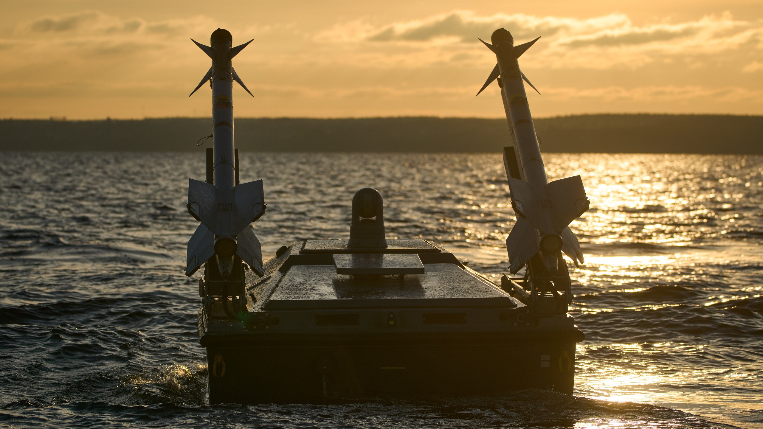 A sea drone Magura V7 of Ukraine's Defence Intelligence equipped with surface-to-air missiles rides in an undisclosed location in Ukraine, Saturday, Dec. 6, 2025. (AP Photo/Efrem Lukatsky)