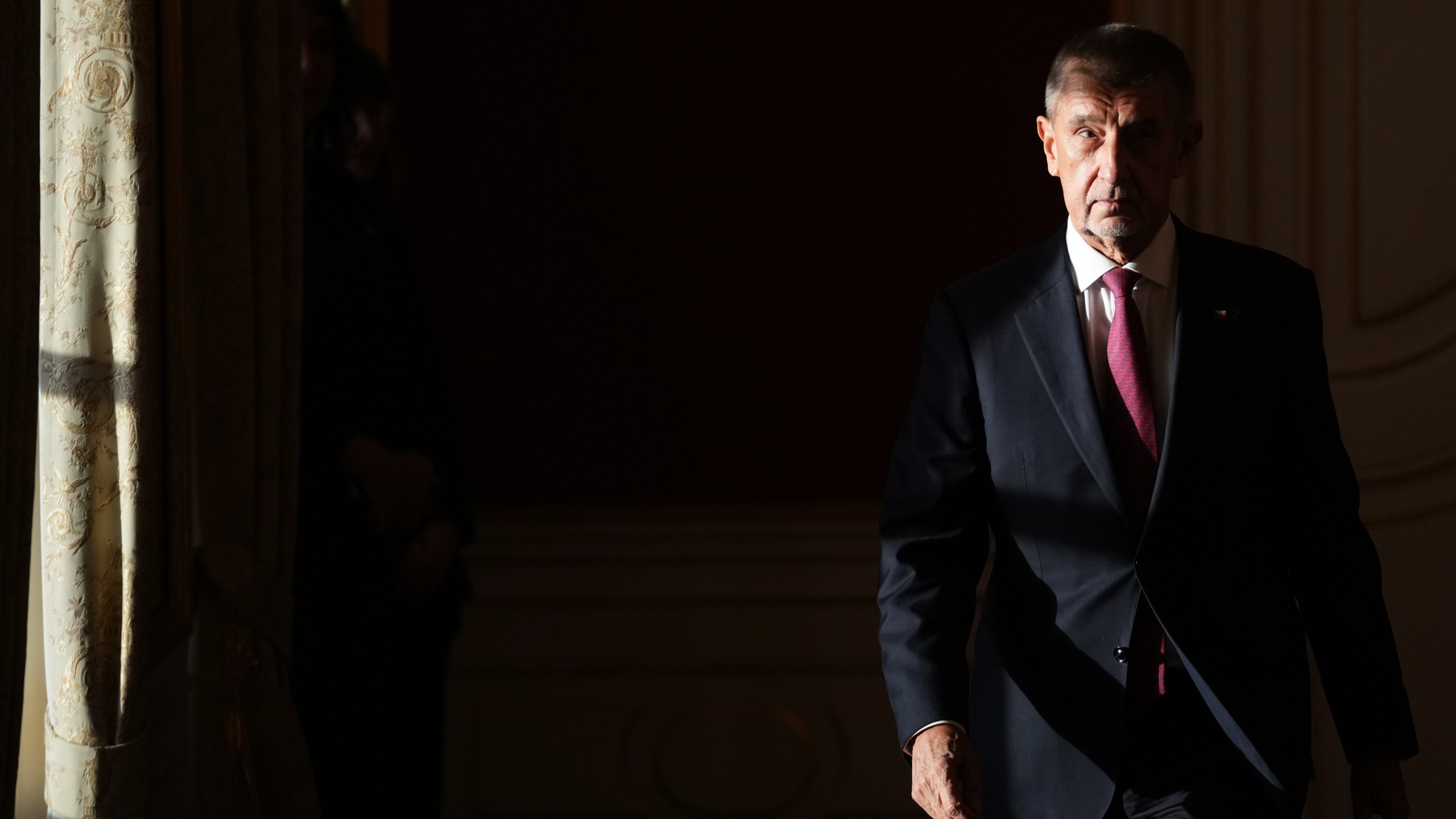 Leader of ANO 2011 political movement Andrej Babis arrives to be sworn in as the country's new prime minister at the Prague Castle in Prague, Czech Republic, Tuesday, Dec. 9, 2025. (AP Photo/Petr David Josek)