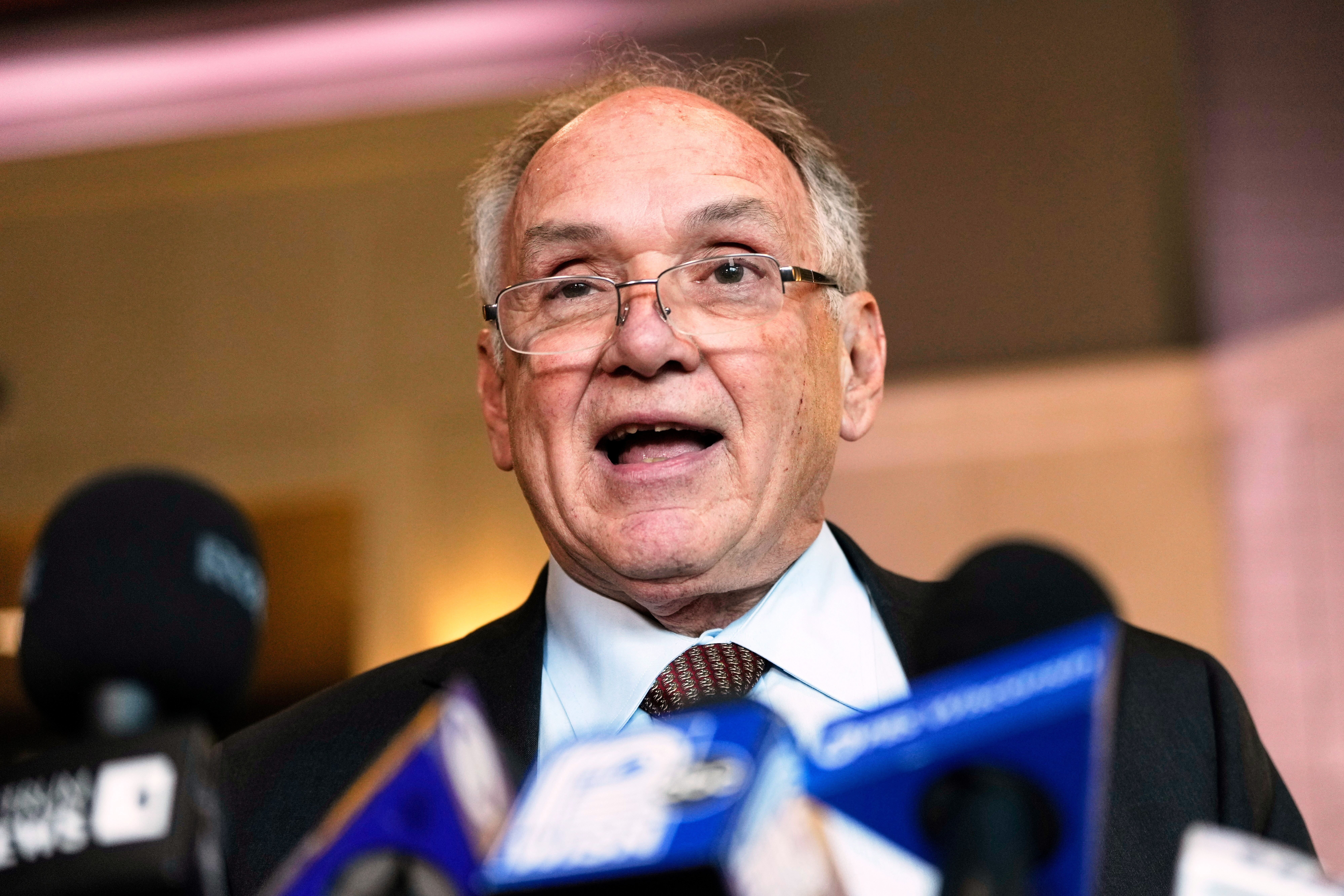 FILE - Jim Troupis reads a statement after his court appearance outside a Dane County courtroom Dec. 12, 2024, in Madison, Wis. (AP Photo/Morry Gash, File)