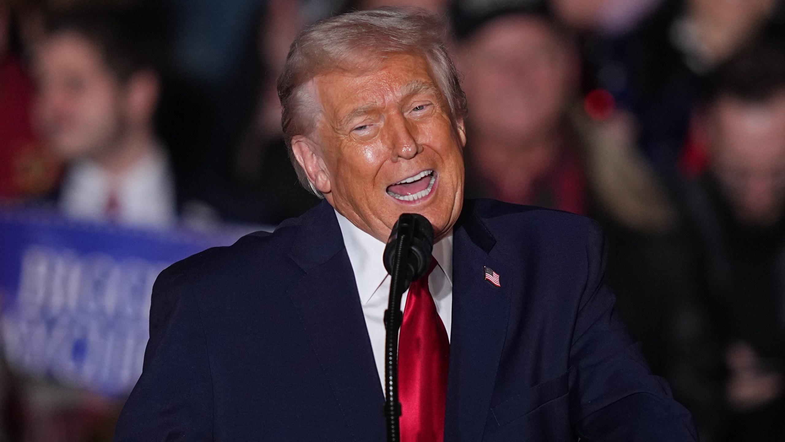President Donald Trump speaks at the Mount Airy Casino Resort in Mount Pocono, Pa., Tuesday, Dec. 9, 2025. (AP Photo/Matt Rourke)
