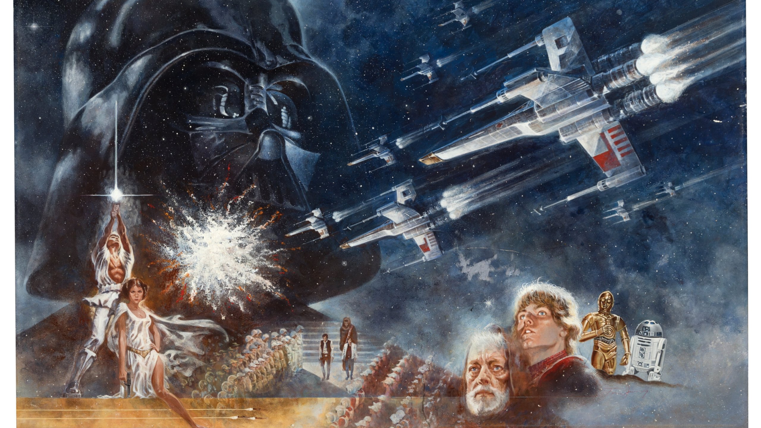 This image provided by Heritage Auctions shows artwork by Tom Jung created for the 1977 movie "Star Wars." (Heritage Auctions via AP)