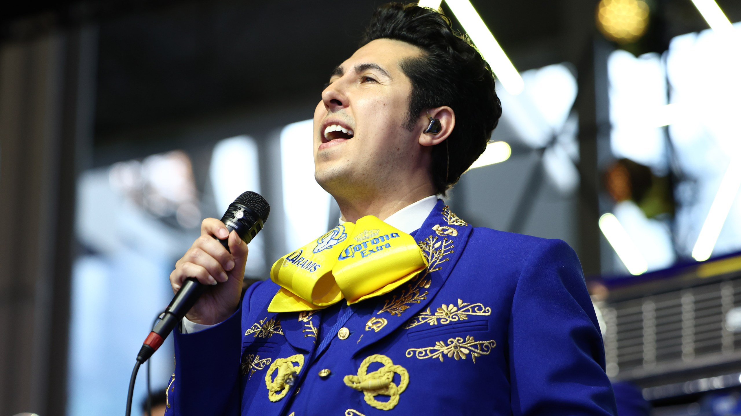 The Los Angeles Rams Mariachi Band performs before an NFL football game against the Tampa Bay Buccaneers, Sunday, Nov. 23, 2025, in Inglewood, Calif. (AP Photo/Jessie Alcheh)